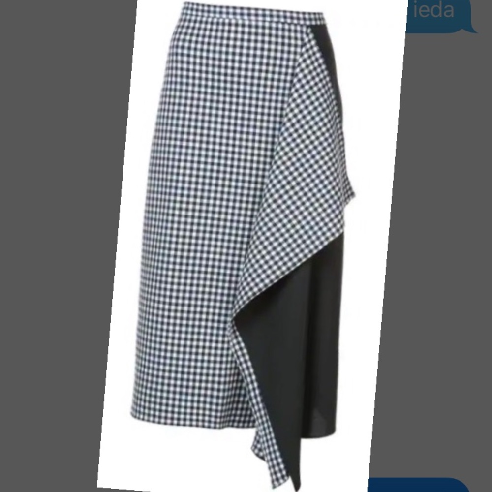 Tibi Gingham Asymmetric Skirt - black & white